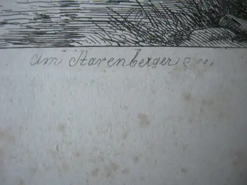 Johann Adam Klein (1792-1875) Am Starnberger See Kühe Hirte Orig Radierung 1844