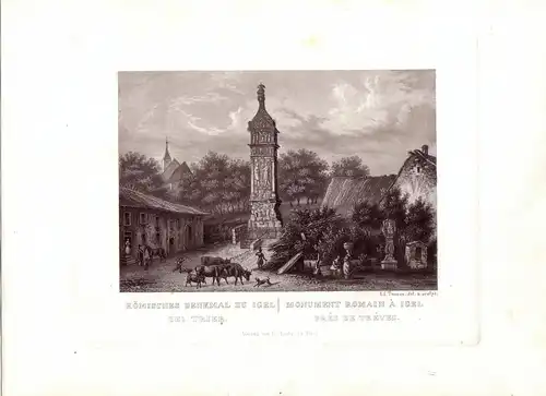 Trier Römisches Denkmal zu Igel  Rheinland Pfalz Orig Aquatinta Tanner 1840