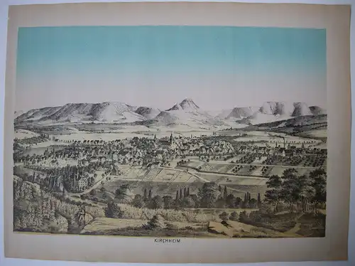 Kirchheim Teck  Gesamtansicht Orig Lithografie Tonplatte 1869 Baden Württemberg