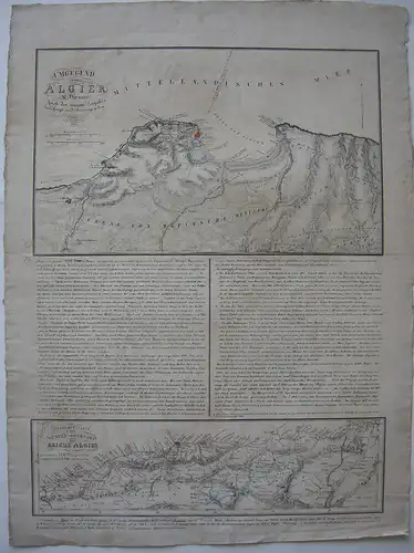 Umgegend von Algier Al Djezair orig. Lithografierte Karte C. Brügner 1830 Afrika