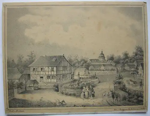 Möhra Moorgrund Thüringen Luther Stammhaus Orig Lithografie Rothbarth 1840 Gotha