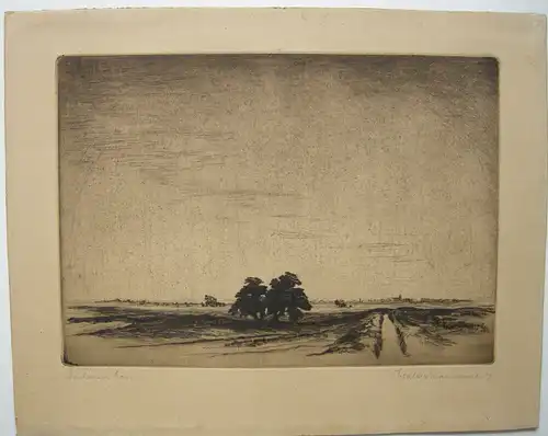 Walter Kramme (1888-1949) Dachauer Moor Orig. Radierung 1917 signiert Detmold