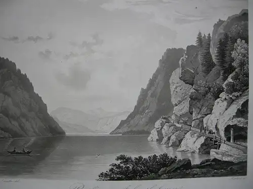 Achentaler See Unterinntal Tirol Österreich Orig Aquatinta-Radierung 1840