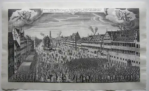 Augsburg Einblattdruck Weinmarkt Gustav Adolf Orig Kupferstich 1634 Custos