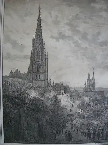 Esslingen Neckar Stadtansicht Dom Inkunabel Lithografie Domenico Quaglio 1818