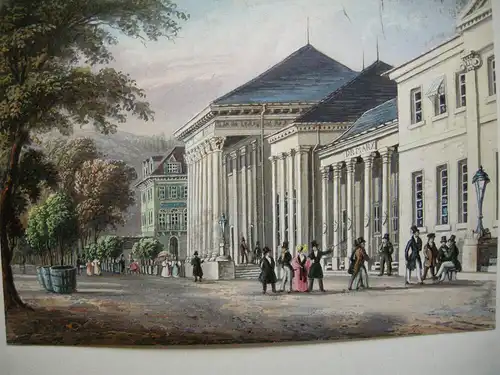 Baden-Baden Kursaal altkolor Stahlstich Hürlimann 1840 Jügel Baden-Württemb