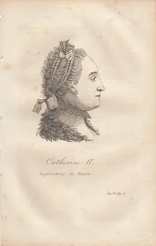 Katharina II. (1729-17961) Kaiserin von Russland Orig Radierung 1822