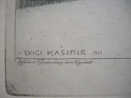 Luigi Kasimir (1881-1962) Schloss Nymphenburg München Orig Farbradierung 1911