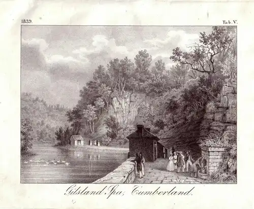 Gilsland Spa Cumberland England Orig Lithographie Lang 1839 Britain