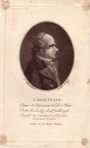 Lan Juinais Député Lille Vilaine assemblé nationale Portrait Kupferstich 1800