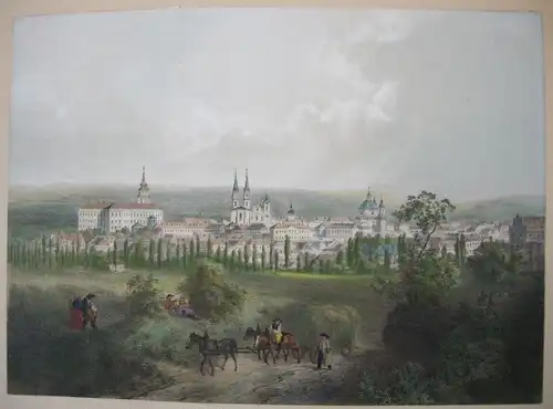 Böhmen Kromeriz Tschechien Orig Lithographie August Haun 1860 Zlinsky kraj