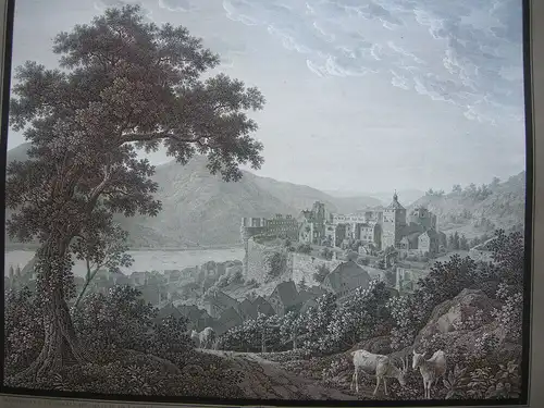Heidelberg Romantische Ansicht Haldenwang nach Graimberg Orig Kupferstich 1817