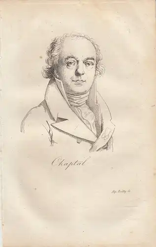Jean-A. Chaptel (1756-1832) französischer Chemiker Politiker Orig Radierung 1822