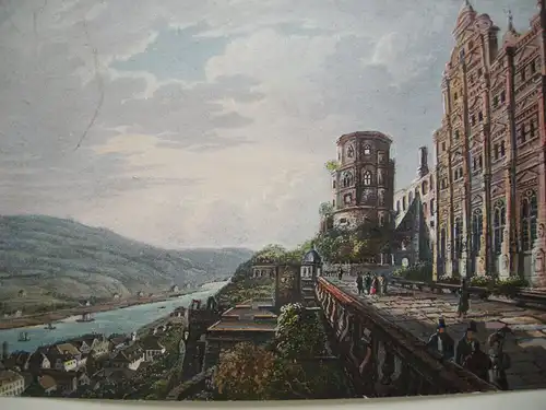 Heidelberg Schloss altkolor Stahlstich Weber Prestel 1840 Jügel Baden-Württemb