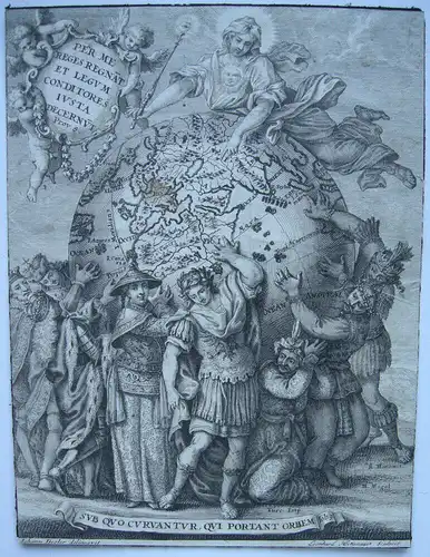 Leonhard Heckenauer (1655-1704) Völker der Welt Globus Orig Kupferstich 1680