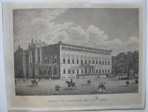 Potsdam Brandenburg Palais Prinz von Preussen Orig Aquatinta Schulin 1855