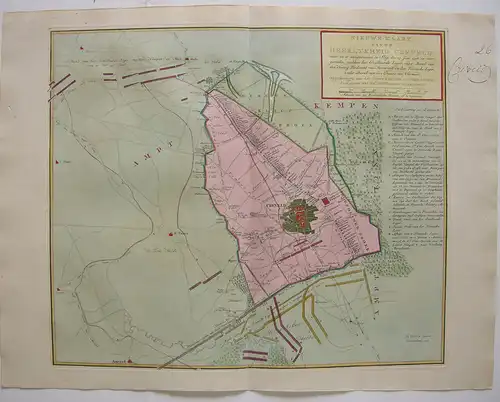 Krefeld Belagerung Siebenjähr Krieg seltene Orig Kupferstichkarte Tirion 1758