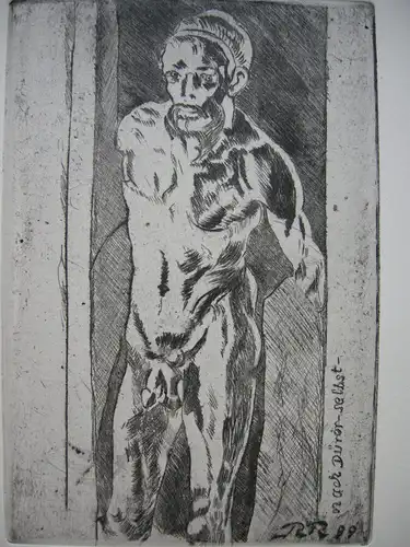 Rudi Rieber (1934-2004) nach Dürer selbst männl. Akt Radierung 1999 signiert