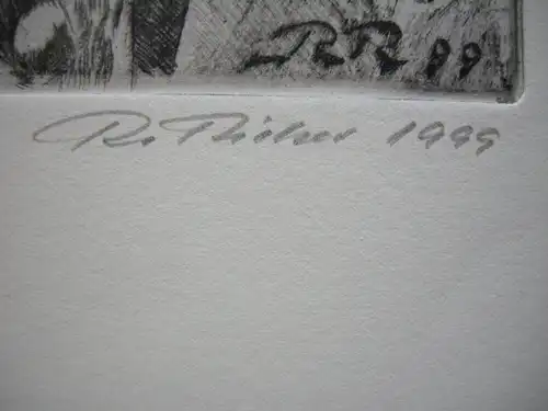 Rudi Rieber (1934-2004) nach Dürer selbst männl. Akt Radierung 1999 signiert