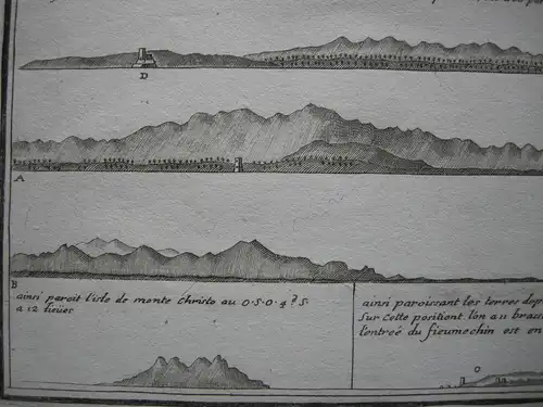 Küstenprofile zwi Italien und Korsika Orig Kupferstich Jacques Ayrouard 1730