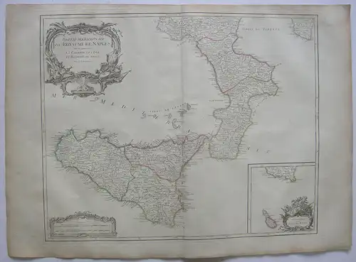 Italien Italia Apulia Sicilia Orig Kupferstich R. Vaugondy 1680 Napoli Malta