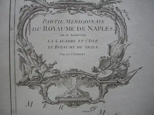 Italien Italia Apulia Sicilia Orig Kupferstich R. Vaugondy 1680 Napoli Malta