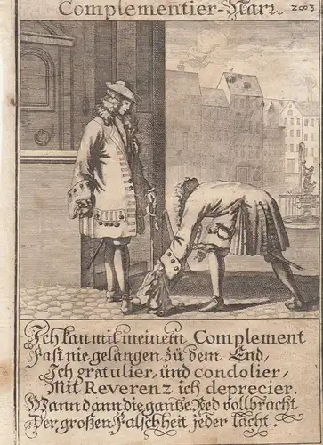 Complementier-Narr Anbiederung Orig Kupferstich Abraham a Sancta Clara 1709