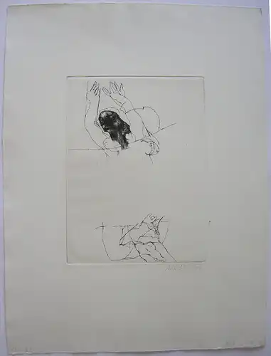 Wolf Jürgen Seesselberg (1941) Schläft Orig Radierung 1966 sign Griffelkunst