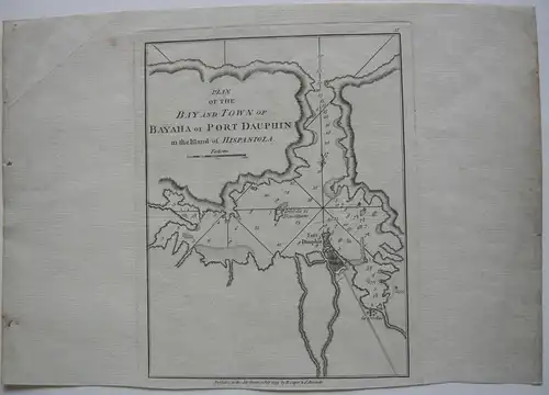 Hispaniola Haiti Bay Stadt Port Dauphin Orig Kupferstichkarte 1779 Antillen