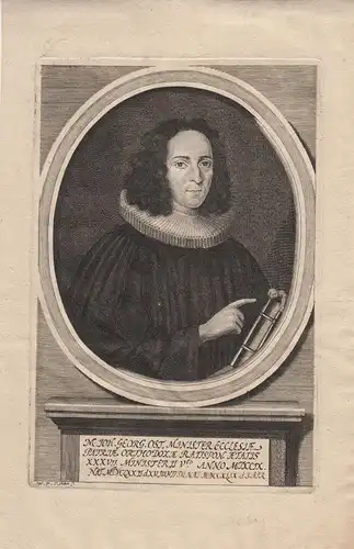 Johann Georg Ost (1672-1749) luth Theologe Regensburg Orig Kupferstich Kilian