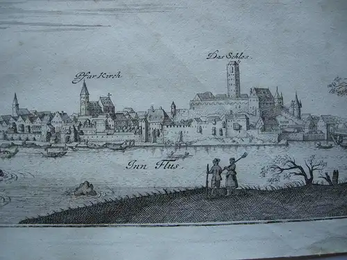 Schärding Oberösterreich Gesamtansicht Orig Kupferstich Bodenehr 1720 Österreich