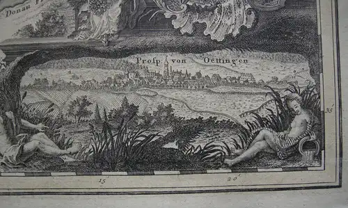 Grafschaft Oettingen Nördlingen altkolor Orig Kupferstichkarte Homann 1744
