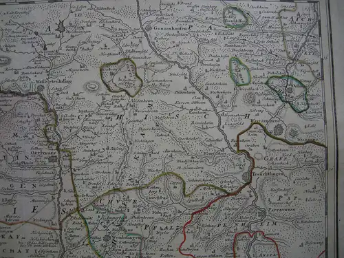 Grafschaft Oettingen Nördlingen altkolor Orig Kupferstichkarte Homann 1744