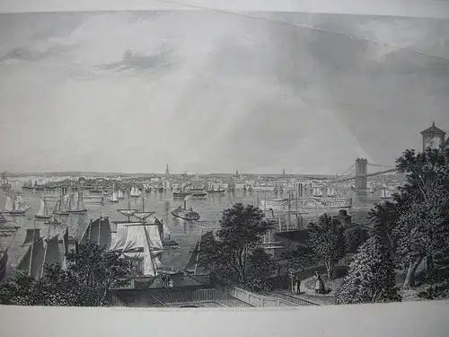 City of New York Ansicht from Brooklyn Heights Orig Stahlstich 1872 Hall USA