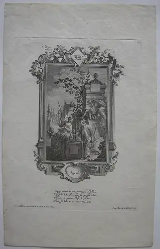 Joh. Esaias Nilson (1721-1788) Monatsdarstellung April Orig. Kupferstich 1780