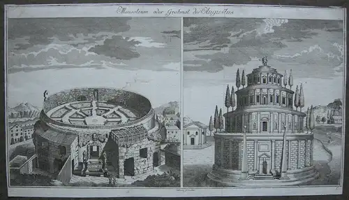 Roma Mausoleum Augustus Italia Rom Campus Martius Berolini Kupferstich 1750