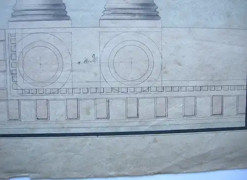 Korinthische Säulenordnung Berechnung Proportionen aquarell Tuschzeichnung 18. J