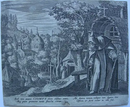 Raphael I Sadeler (1560-1632)  Ciomus Eremit Kupferstich 1600
