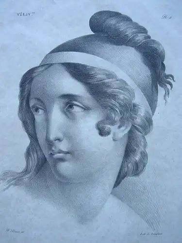 Aricie Arikia Nymphe griechische Mythologie  Lithografie Antoine J Langlumé 1850