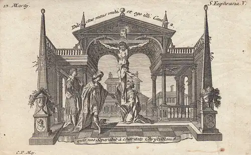Gebrüder Klauber Heilige Eupfrasia Konstantinopel Einsiedlerin Kupferstich 1750