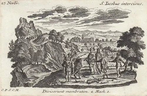 Gebrüder Klauber Heiliger Jacobus der Zerschnittene Märtyrer Kupferstich 1750