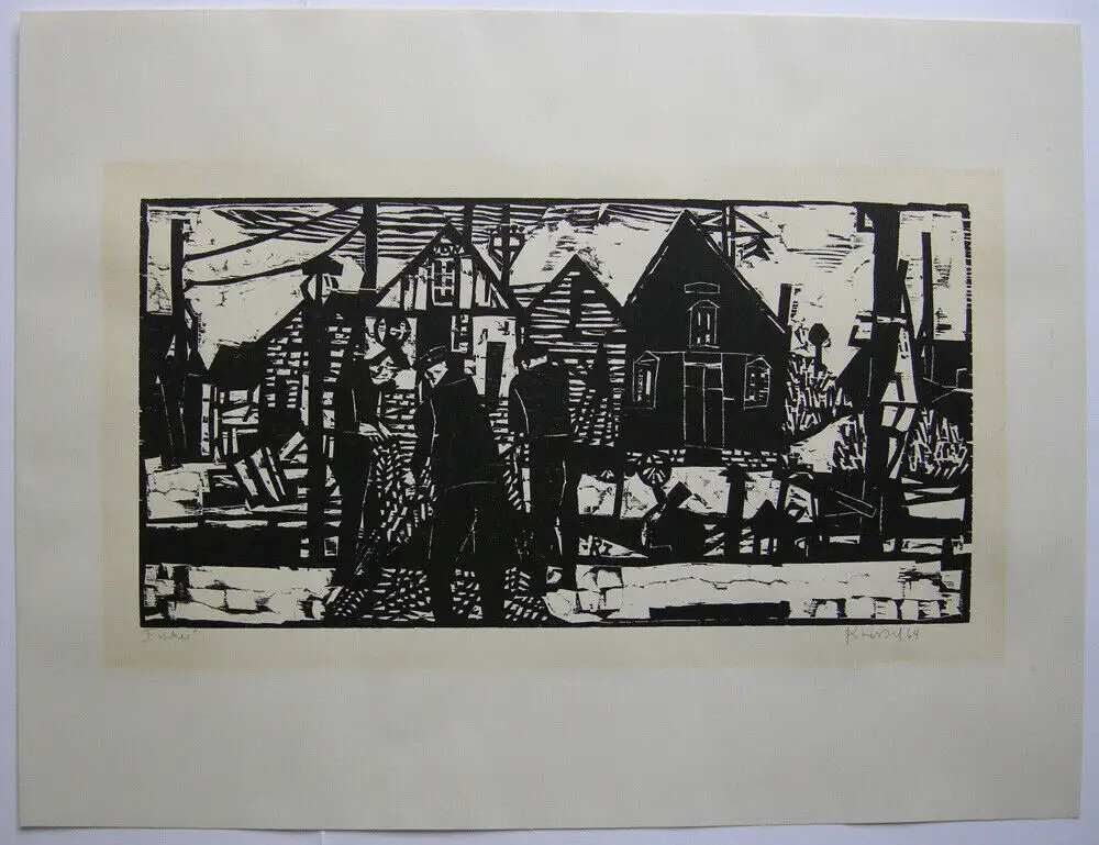 Diether Kressel (1925-2015) Fischer Orig Holzschnitt signiert 1964 0