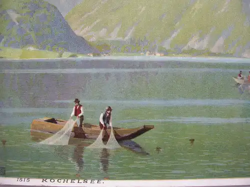 Kochelsee Oberbayern Alpensee Orig. Chromolithografie 1900 Robert Kämmerer