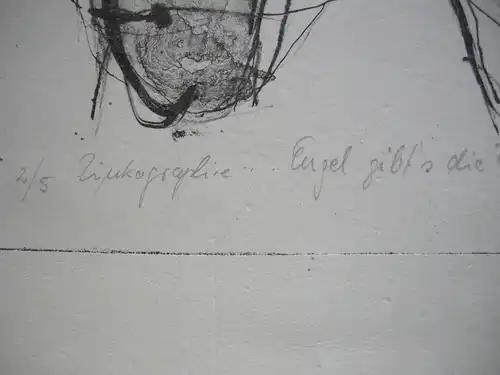 Jula Dech (1941)  "Engel gibt's die?" Zinkographie 1969 signiert 5 Exemplare