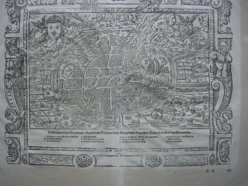 Sebastian Münster Holzschnitt Plan Paris 1580 Frankreich France Bois
