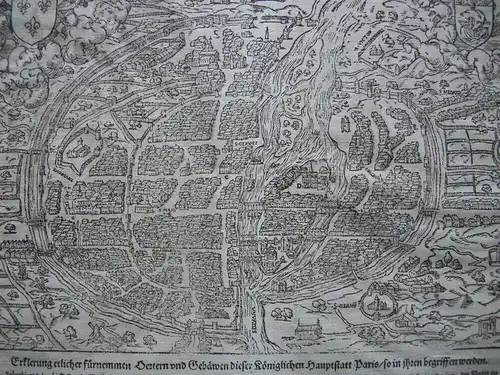 Sebastian Münster Holzschnitt Plan Paris 1580 Frankreich France Bois