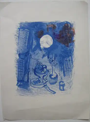 Marc Chagall (1887-1985) Stilleben in Blau Orig. Lithografie 1957