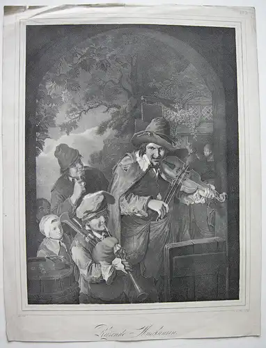 Reisende Musikanten Orig. Lithografie Seydel nach Dietrici 1850