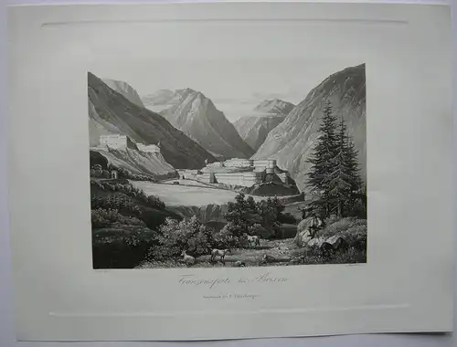 Franzensfeste Brixen Südtirol Trentino Italien Orig. Aquatinta 1840