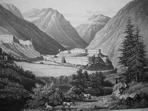 Franzensfeste Brixen Südtirol Trentino Italien Orig. Aquatinta 1840